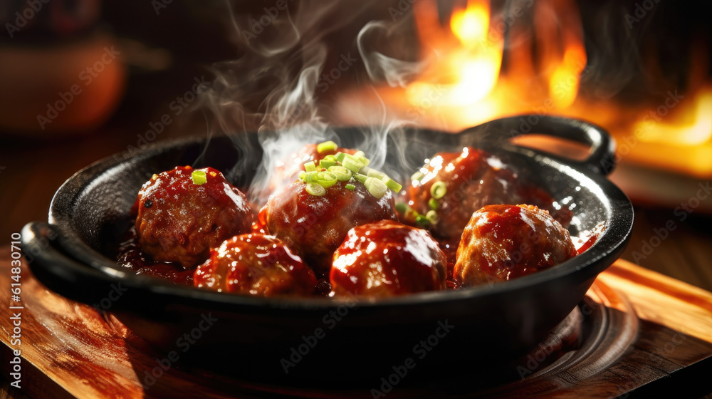 Delicious grilled meatballs served on a plate or bowl