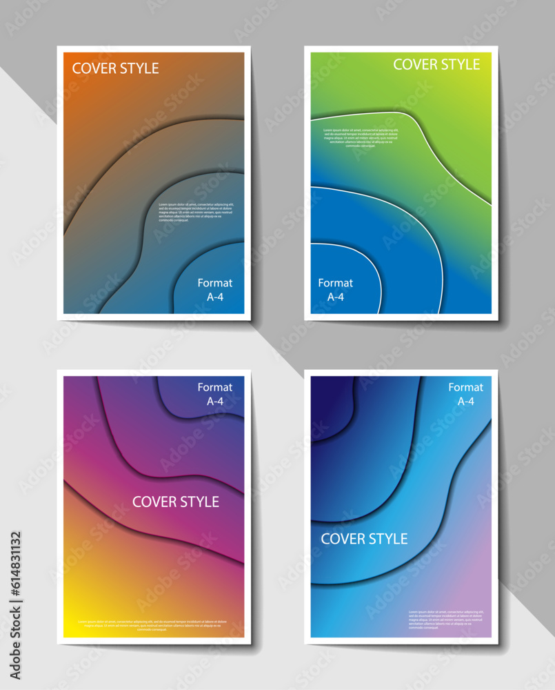 Editable cover design, A4 format. Abstract gradient background..