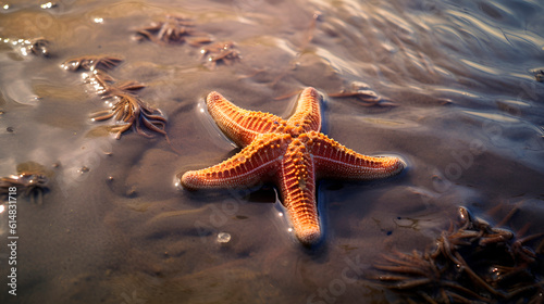 Tropical sea underwater starfish on coral reef. Aquarium oceanarium wildlife colorful marine panorama landscape nature snorkeling diving