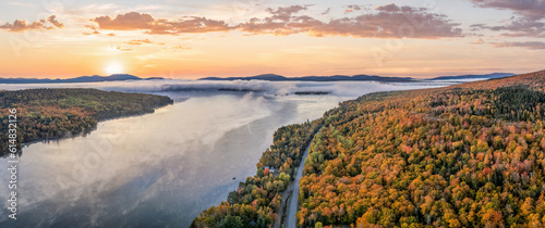 Sunrise at Rangeley Lakes - autumn scenic drive - Maine 