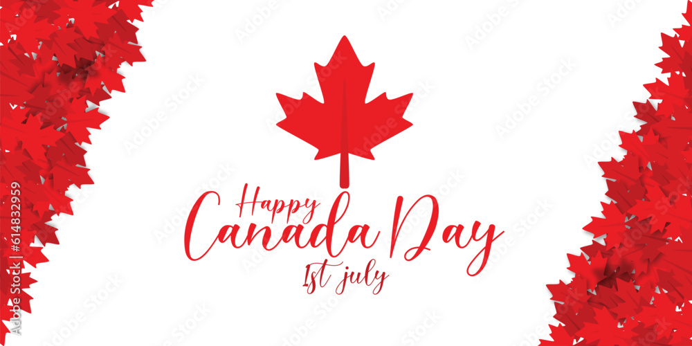 Red Typography, Maple Leaf, and July 1st Celebration,Red Happy Canada Day Design, Banner Template, Maple Leaf Red Typography, Maple Leaf, and July 1st Celebration,Red Happy Canada Day Design, Banner Template, Maple Leaf