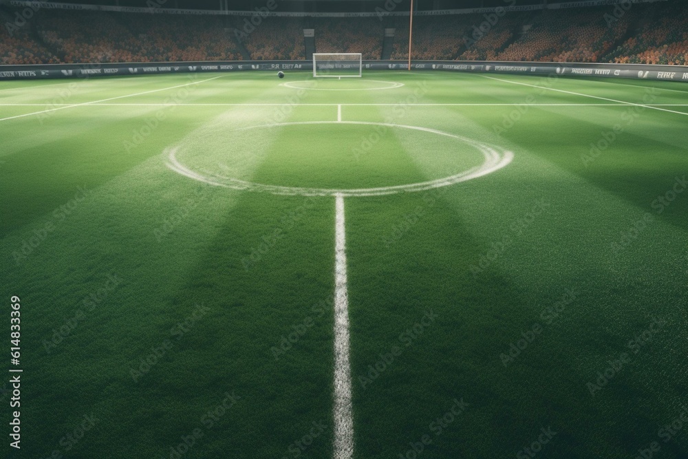 3D soccer field background image. Generative AI