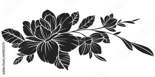 black and white pattern stencil vector of flower