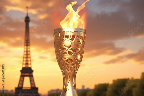 Olympic flame in Paris, AI generated