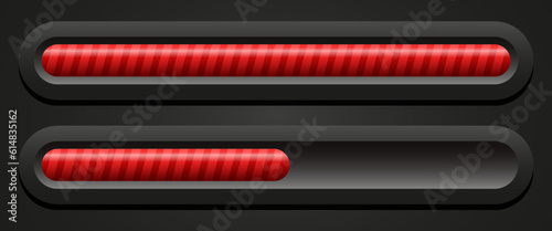 Loading bar or Slider bar. Vector clipart isolated on black background.