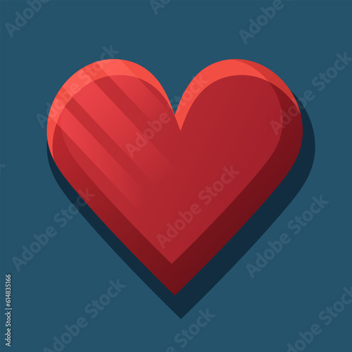 Heart on a dark blue background. Vector cartoon clipart.