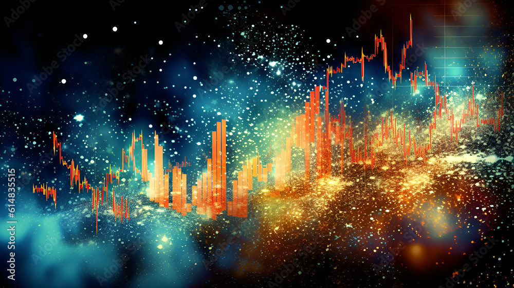 Stock market up down chart graphic concept image, Generative Ai Stock