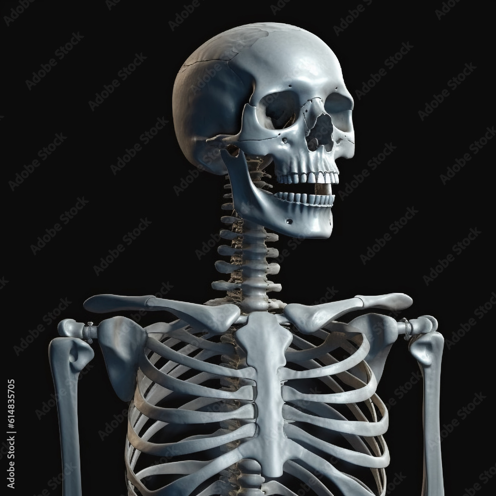 Human upper body skeleton generated with AI technology. Human upper body skeleton generated with AI technology.