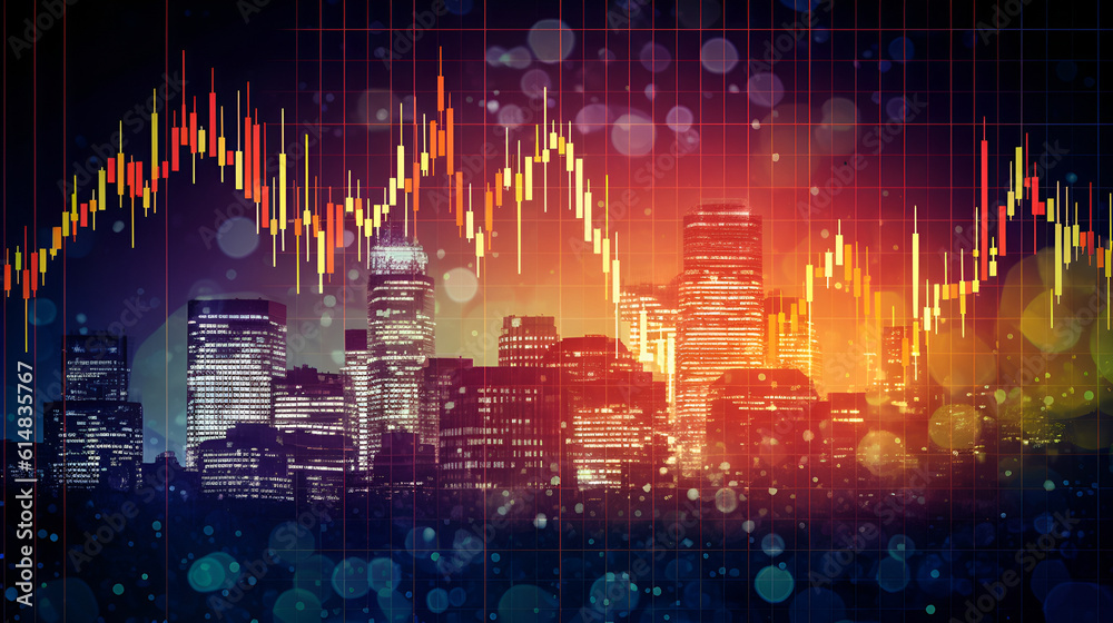 Stock market up down chart graphic concept image, Generative Ai Stock
