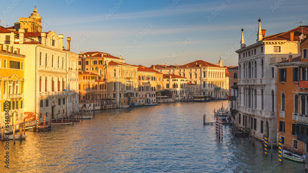 Naklejka premium The Grand Canal in Venice at a beautiful sunny morning, Italy, Europe.