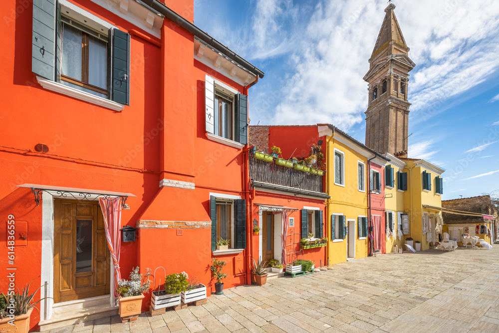 The Burano island with a colorful houses near Venice, Italy, Europe.
