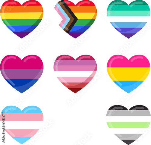 Set with lgbt flags color hearts. © Svutlana 