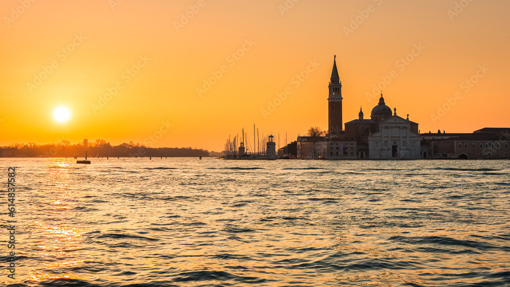 San Giorgio Maggiore island of Venice at sunrise, Italy, Europe.