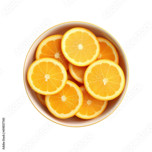 Delicious Bowl of Sliced Oranges Isolated on a Transparent Background 