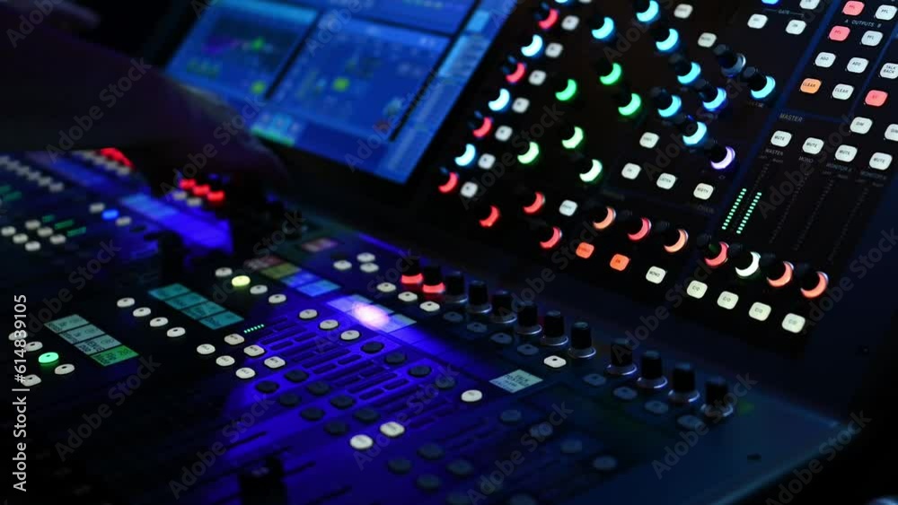 sound engineer working at pulpit mixer, record and mixing music process sound engineer working at pulpit mixer, record and mixing music process