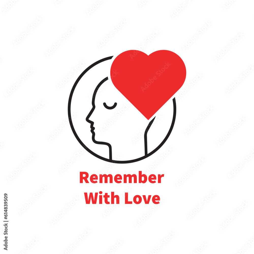 remember with love like lover man. concept of amour good feeling and harmony with smile face. outline flat style trend modern contour creative logotype graphic art design isolated on white background remember with love like lover man. concept of amour good feeling and harmony with smile face. outline flat style trend modern contour creative logotype graphic art design isolated on white background