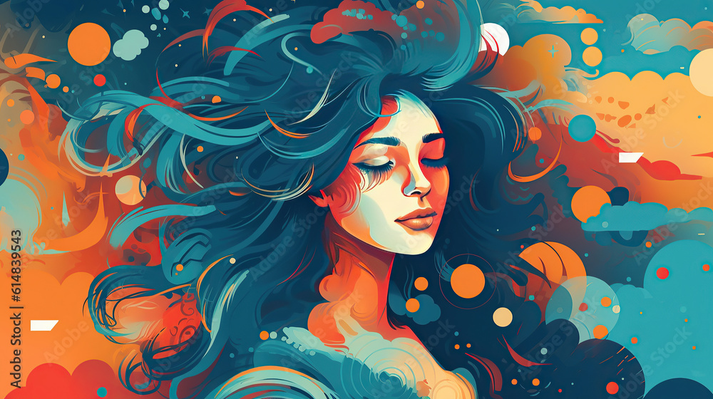 Abstract female portrait in acrylic painting style. Abstract female portrait in acrylic painting style.