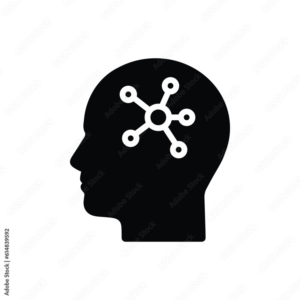 mind map in head like cognitive function icon. concept of experience or neural connections or smart research. flat modern simple cartoon logotype graphic design element isolated on white background mind map in head like cognitive function icon. concept of experience or neural connections or smart research. flat modern simple cartoon logotype graphic design element isolated on white background