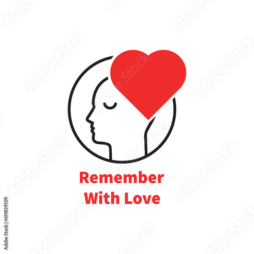 remember with love like lover man. concept of amour good feeling and harmony with smile face. outline flat style trend modern contour creative logotype graphic art design isolated on white background © Adrian
