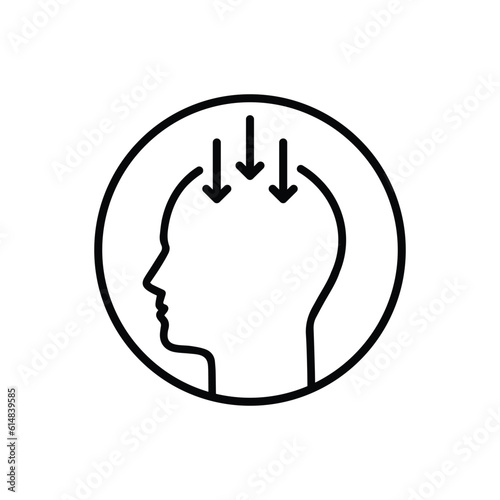 bad or good thoughts inside thin line head. concept of people with deep problem or emotion trauma or human nervous disorder. linear stroke worry or bias logotype graphic art design isolated on white