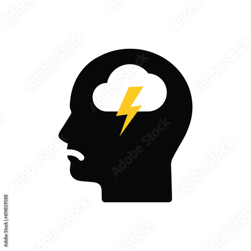 abstract head with cloud like bad mood icon. flat simple trend modern grief logotype graphic art design isolated on white background. concept of bipolar disorder or hard overload or burnout at work