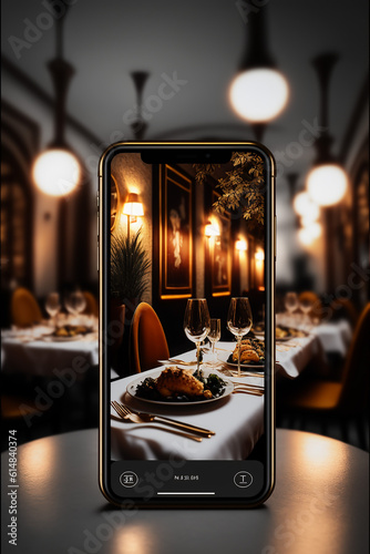 restaurant dinner scene taken with a smartphone