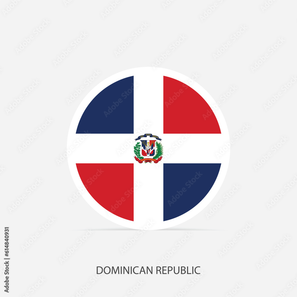 Naklejka premium Dominican Republic round flag icon with shadow.