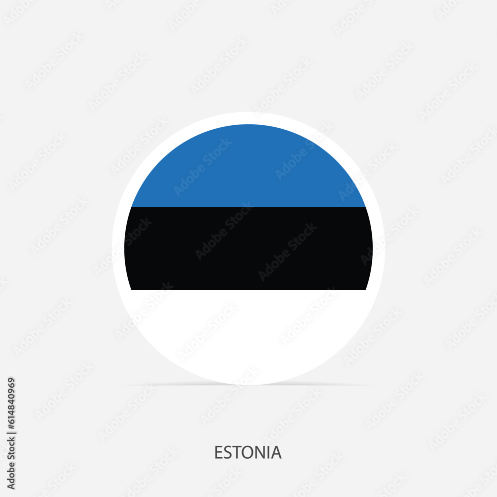 Estonia round flag icon with shadow.