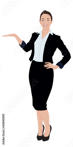 Businesswoman presenting something flat style vector image