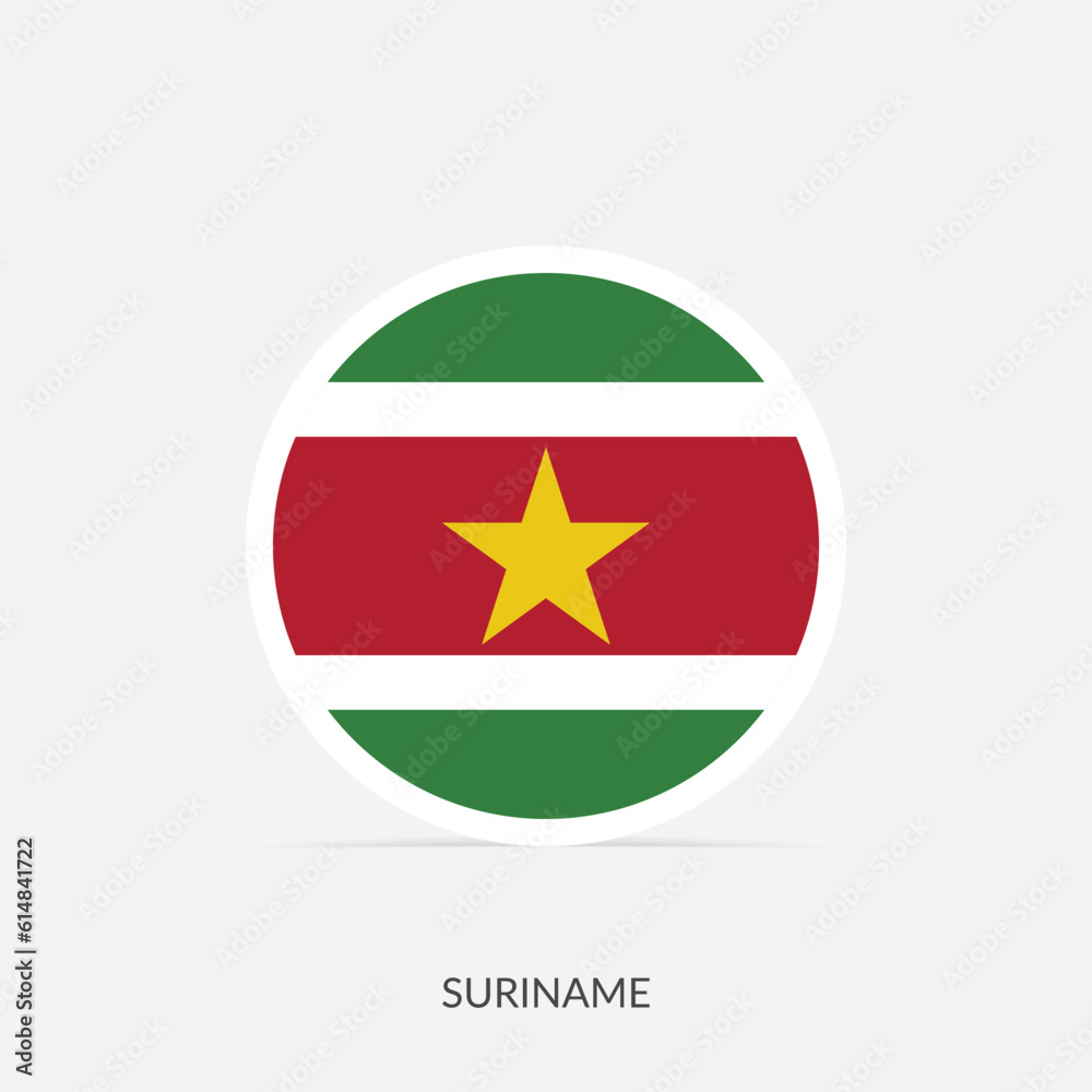 Suriname round flag icon with shadow. Suriname round flag icon with shadow.