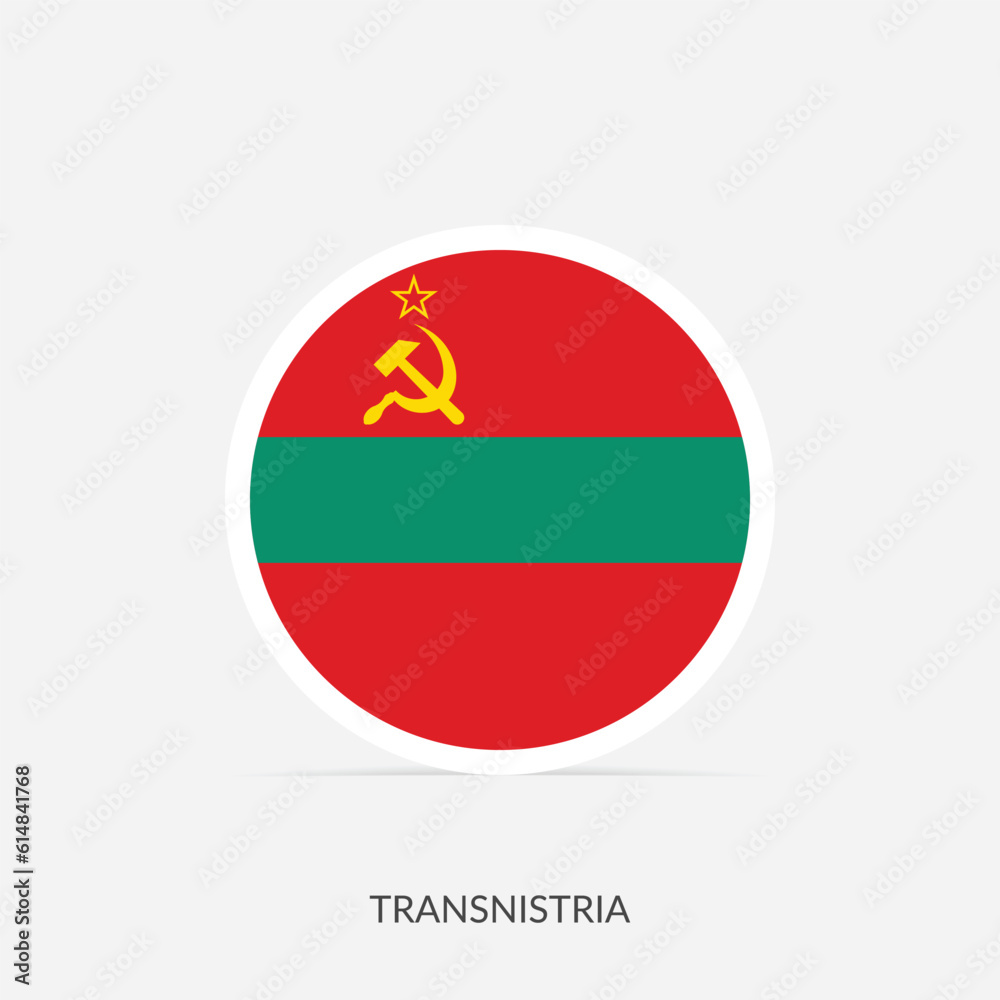 Naklejka premium Transnistria round flag icon with shadow.