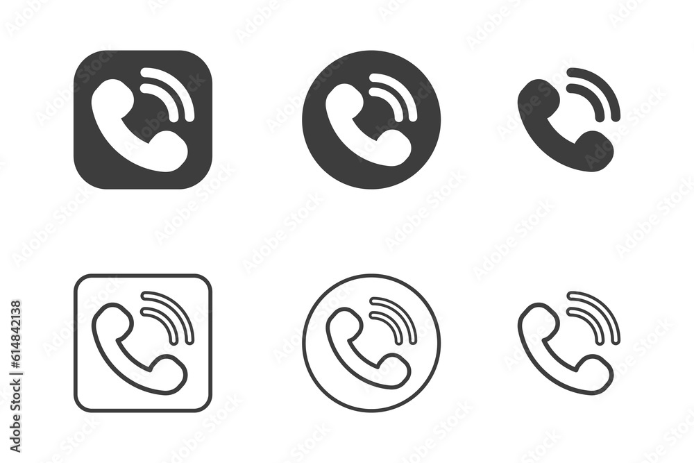 Phone call icon design 6 variations. Isolated on white background.