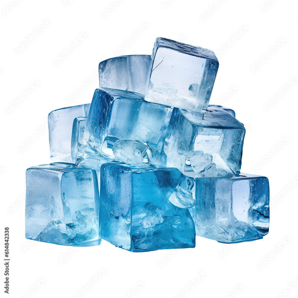 Several ice cubes on glass table. Isolated on transparent Several ice cubes on glass table. Isolated on transparent