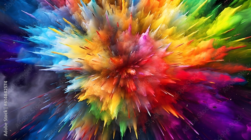 Abstract colorful explosion background. Explosion of colored powder isolated on black background. Abstract colored background.