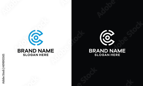 initial letter co linked blue small circle monogram logo