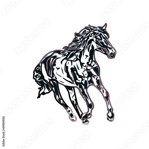 Color sketch of a horse with transparent background