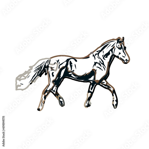 Color sketch of a horse with transparent background