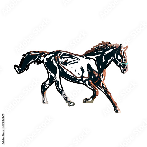 Color sketch of a horse with transparent background