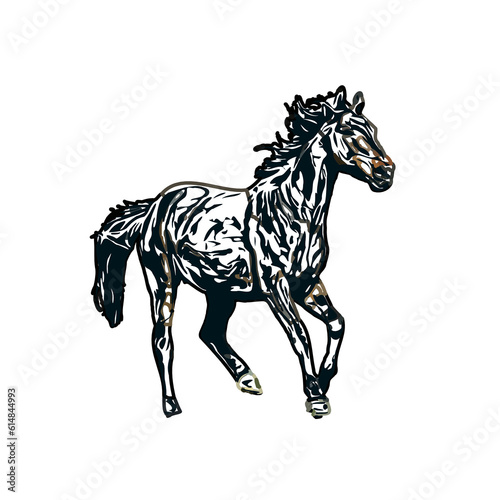 Color sketch of a horse with transparent background