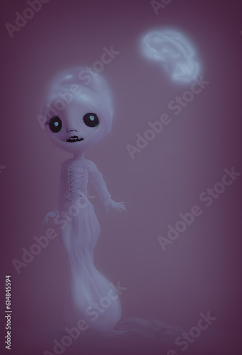 cute ghost and Pumpkins in pastel tone cute are celebrate the halloween festival 3d glowing. Happy Halloween pumpkins, cute ghost, trick fantasy fun party, Online, Generative AI, illustration