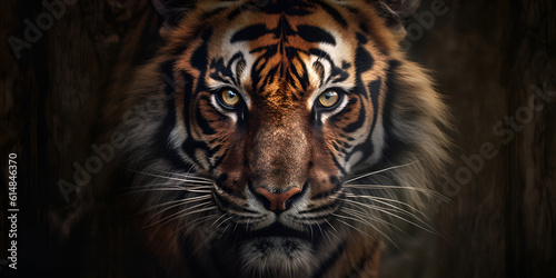 Tiger's predatory gaze, angry tiger, power full animal,generative Ai 
