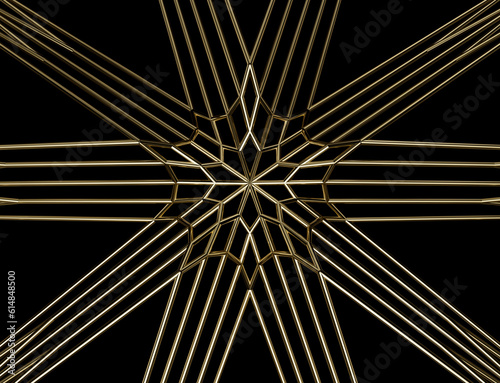Abstract 3D Rendered Gold Web Decorative Pattern Background
