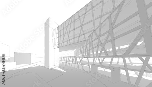 Modern architecture 3d illustration 