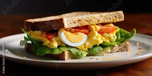 AI Generated. AI Generative. Fast food menu food meal breakfast bread sandwich. Vegetables and egg. Graphic Art