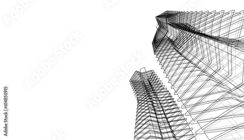 Modern architecture 3d illustration 