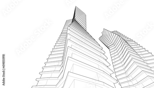 Modern architecture 3d illustration 