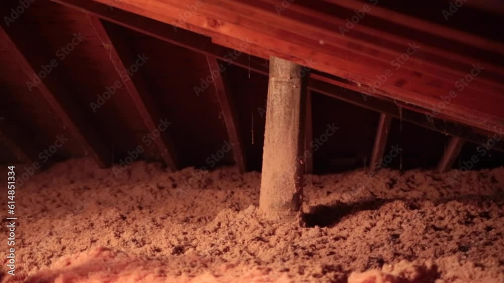 Panning attic insulation and blown-in cellulose inside of a energy efficient home