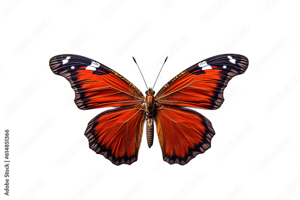 Fototapeta premium Butterfly with colorful wings isolated on white. Generative AI.