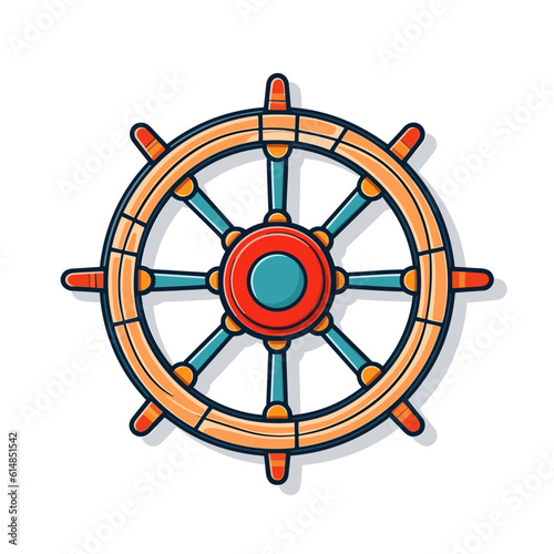 Tela Playful cartoon Ship Wheel sticker Illustrations in minimalist detailed style