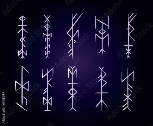 Full editable collection of norse symbols as goddess, witch, skadi, hel, freya and more.	
 photo